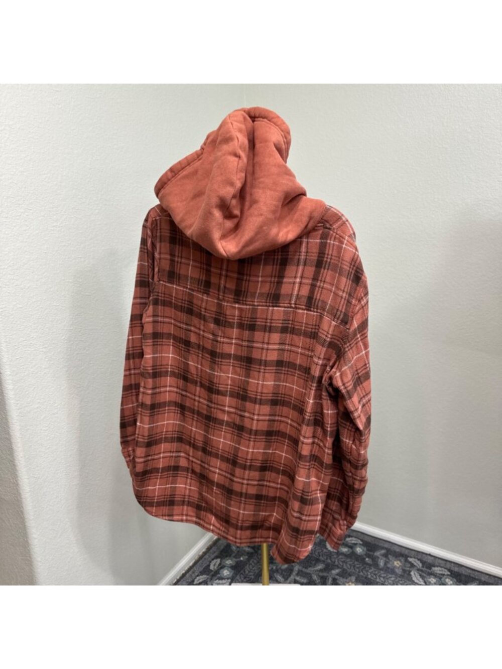 American Eagle Outfitters Plaid Hooded Long Sleeve Button Up Shirt Womens Large - Picture 4 of 8